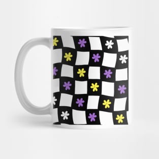 Floral Checker Board - Nonbinary Pride Mug